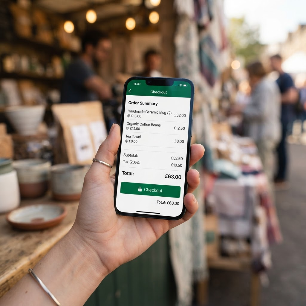 A smartphone showing the UPpos checkout screen